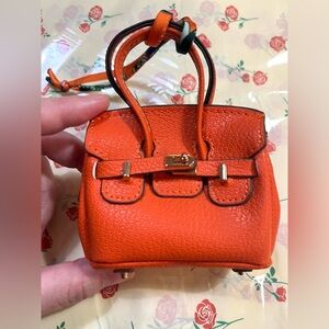 Orange Leather Mini Handbag